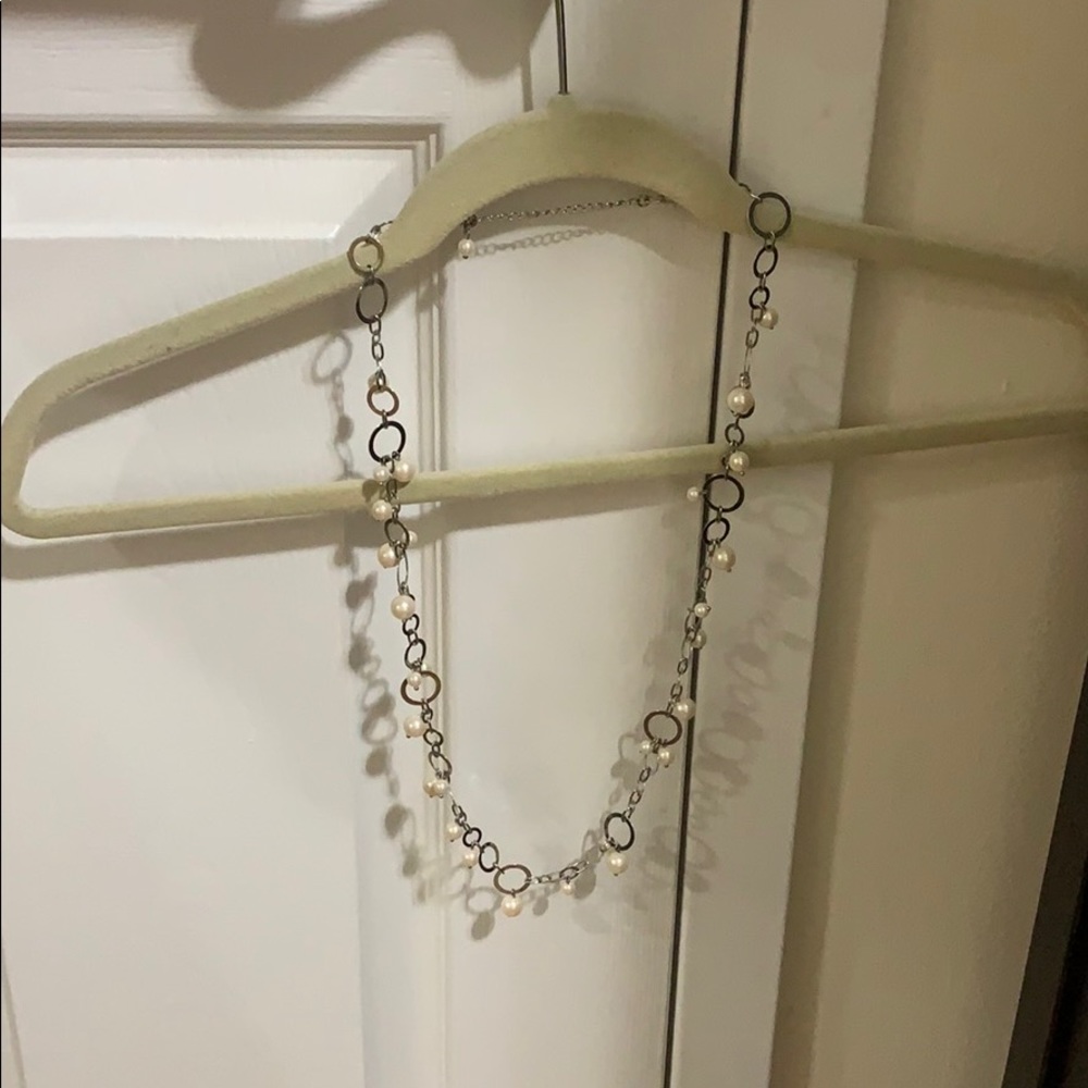 Loft silver and Pearl long necklace